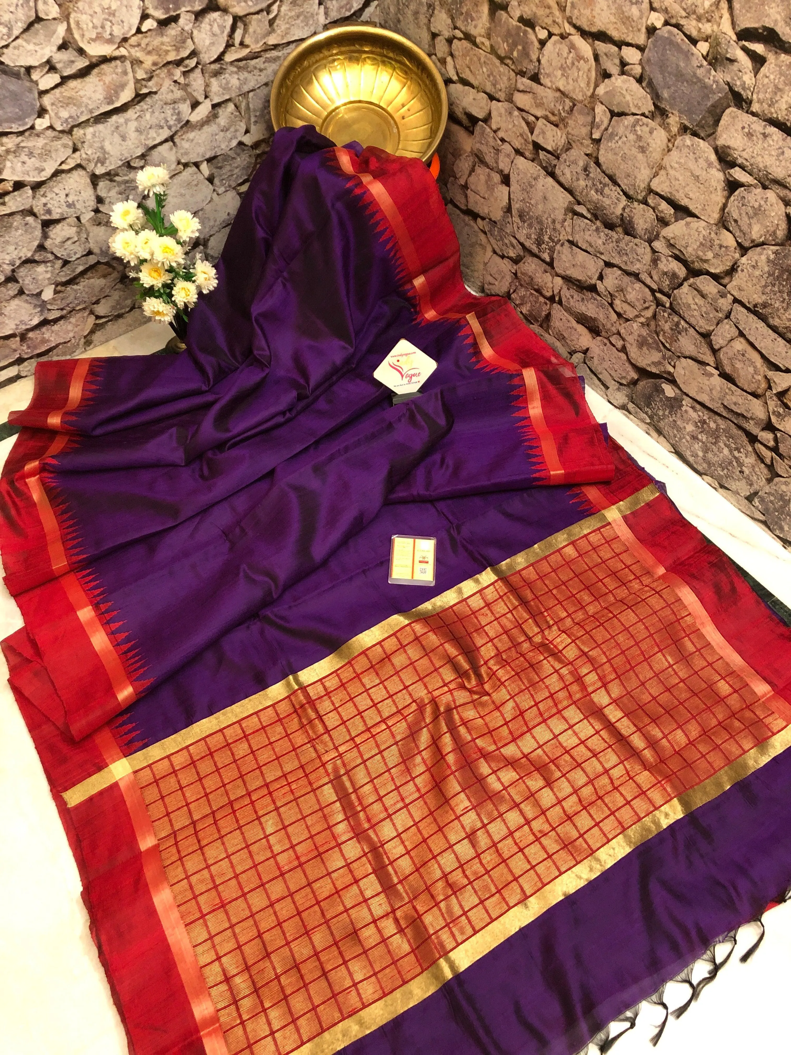 Purple Color Pure Raw Silk Saree