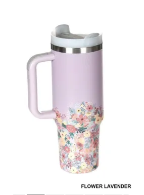 Purple Floral 40 oz Tumbler