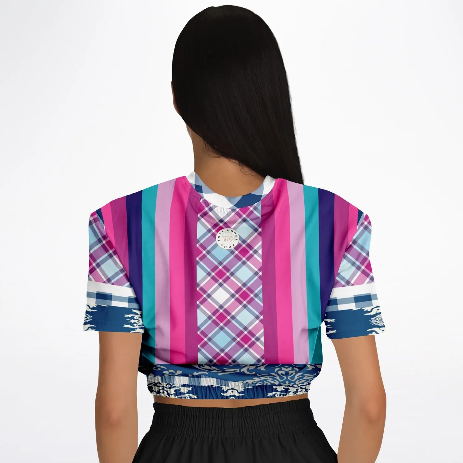 Purple Haze Short Sleeve Cropped Eco-Poly Sweater