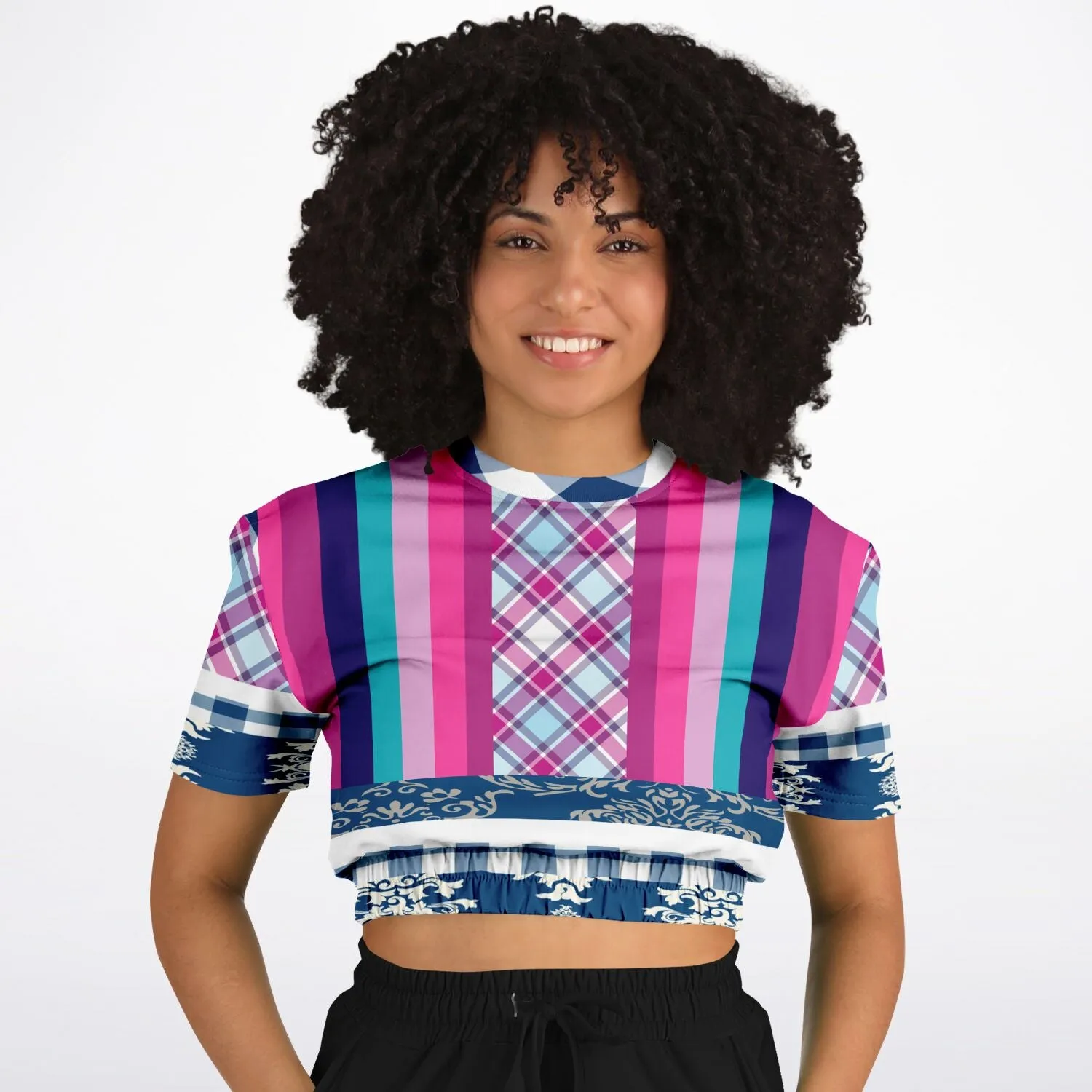 Purple Haze Short Sleeve Cropped Eco-Poly Sweater