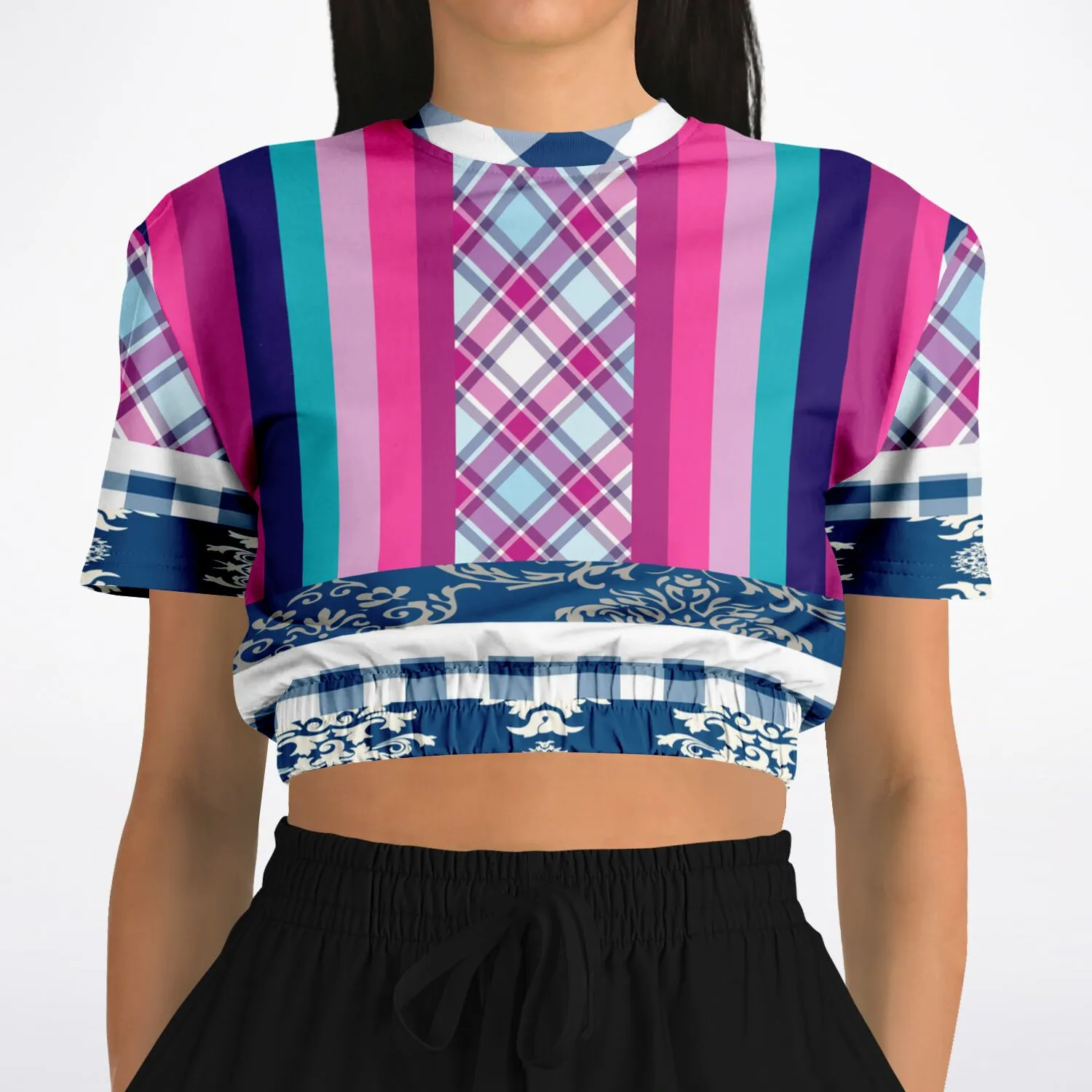 Purple Haze Short Sleeve Cropped Eco-Poly Sweater