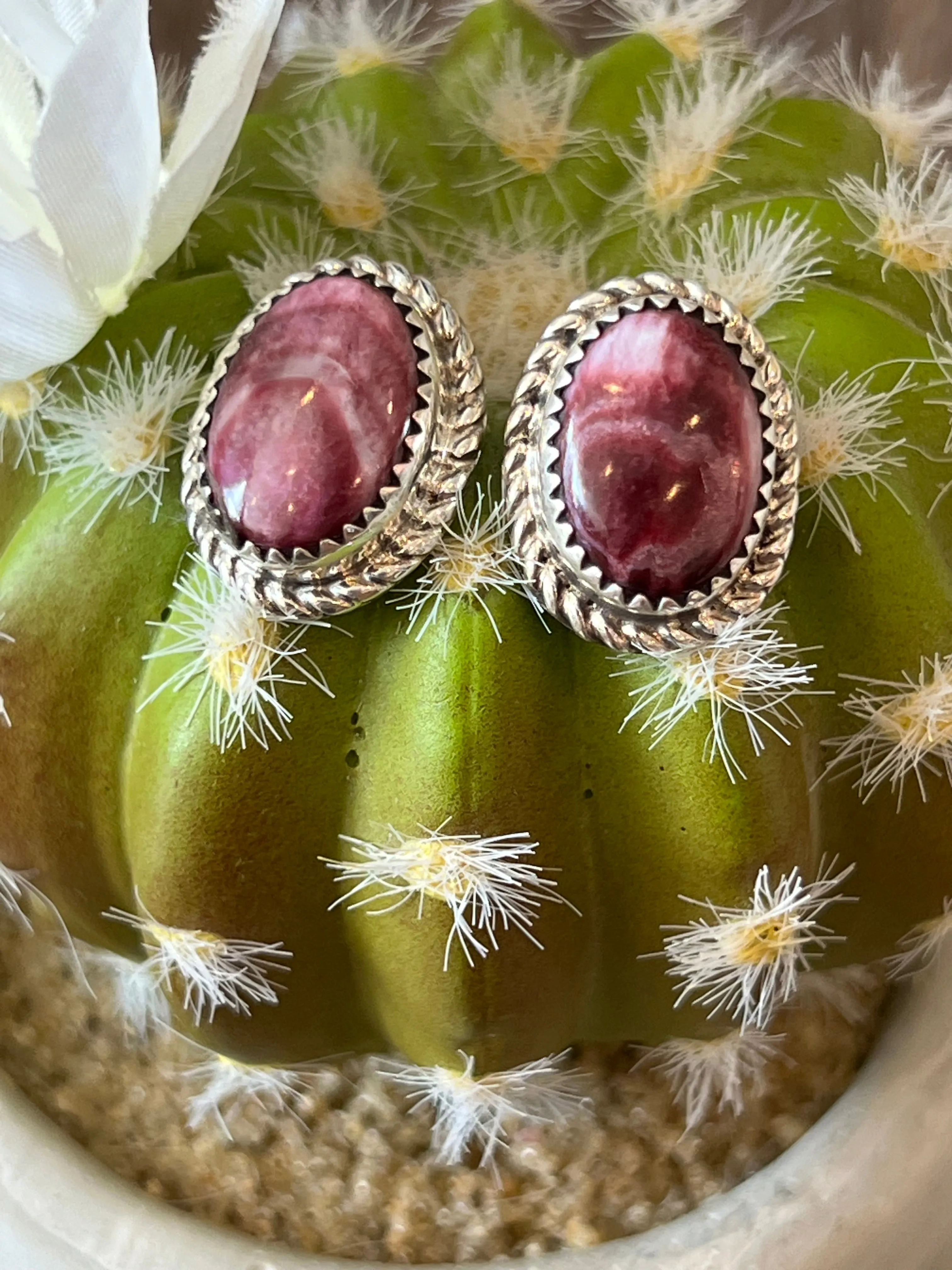 Purple Spiny Sterling Silver Earrings