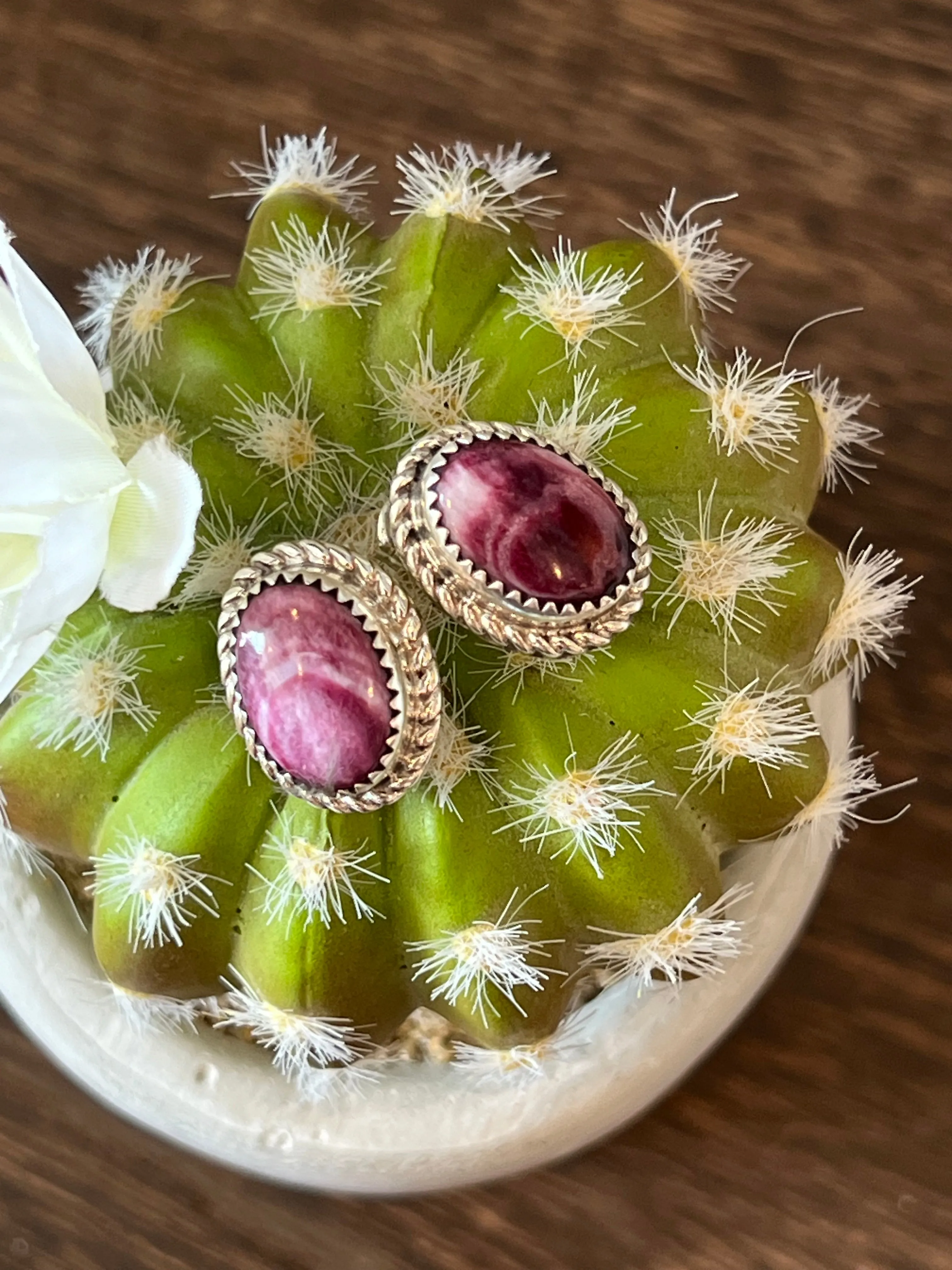 Purple Spiny Sterling Silver Earrings