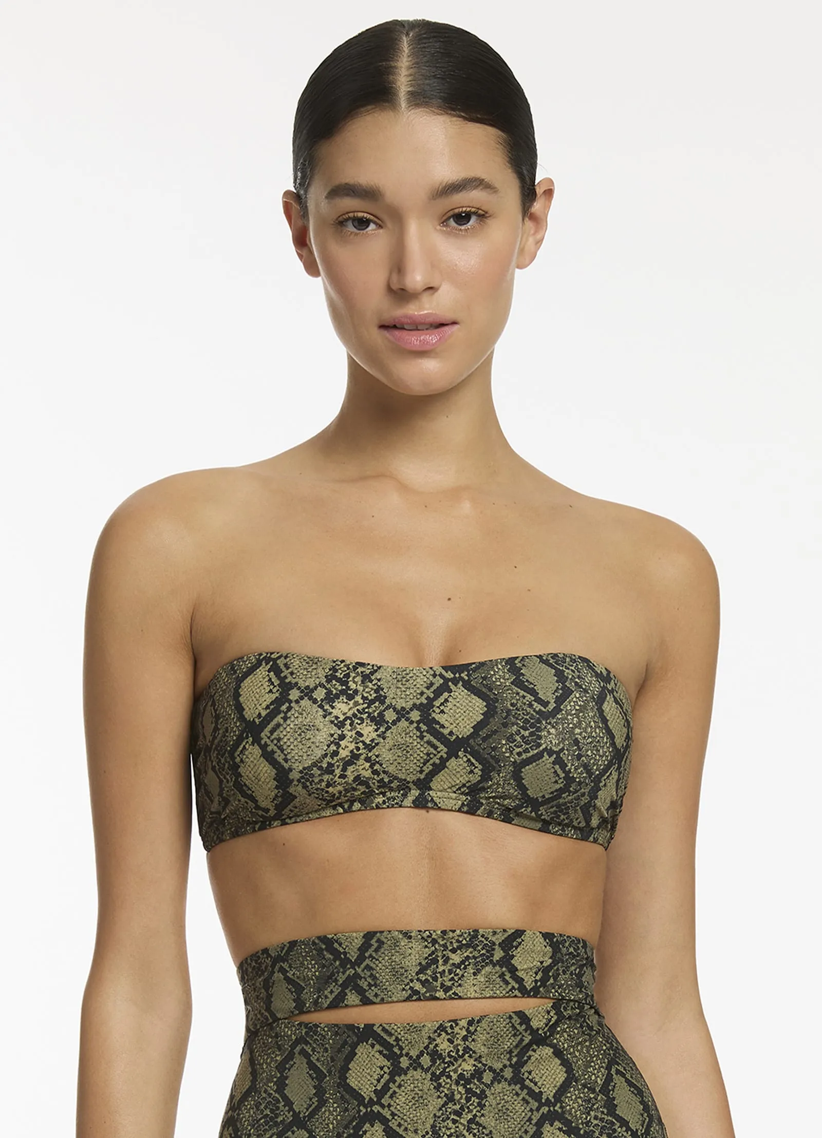 Python Minimal Bandeau Bikini Top - Olive