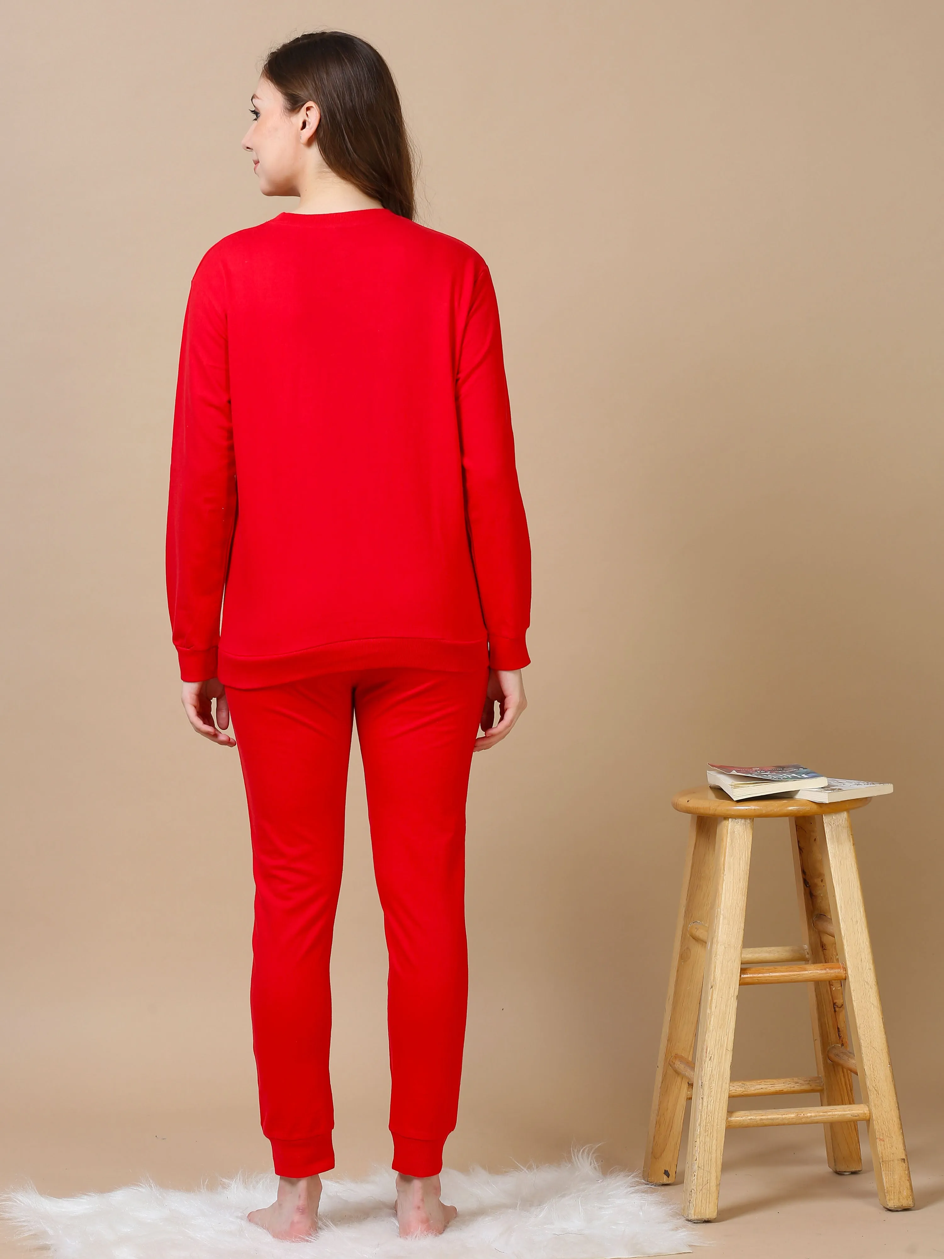 Red Hosiery Cotton Track Suit