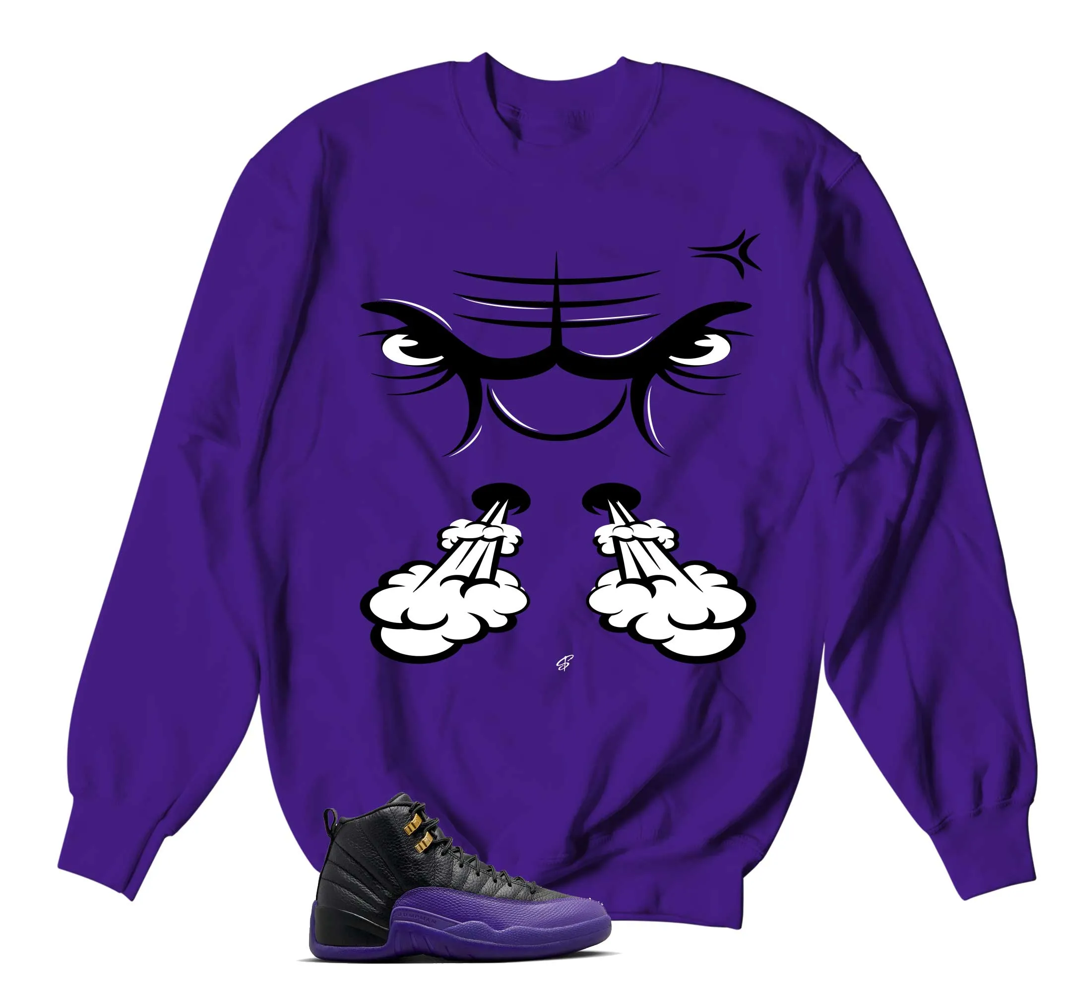 Retro 12 Field Purple Raging Face Sweater