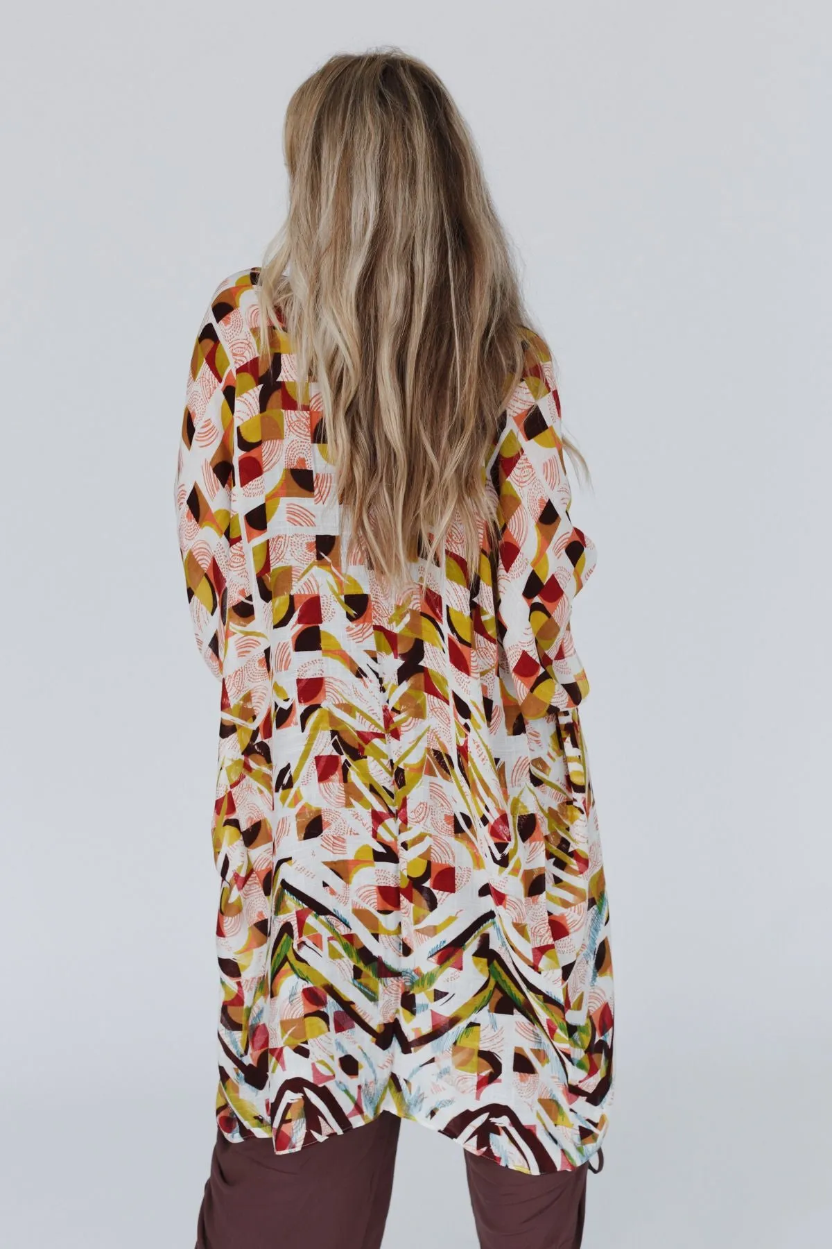 Retro Geo Kimono - Mustard