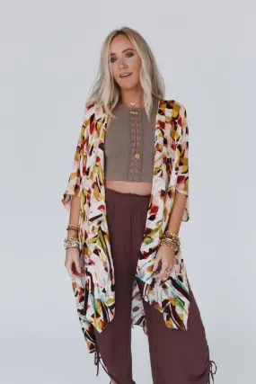 Retro Geo Kimono - Mustard