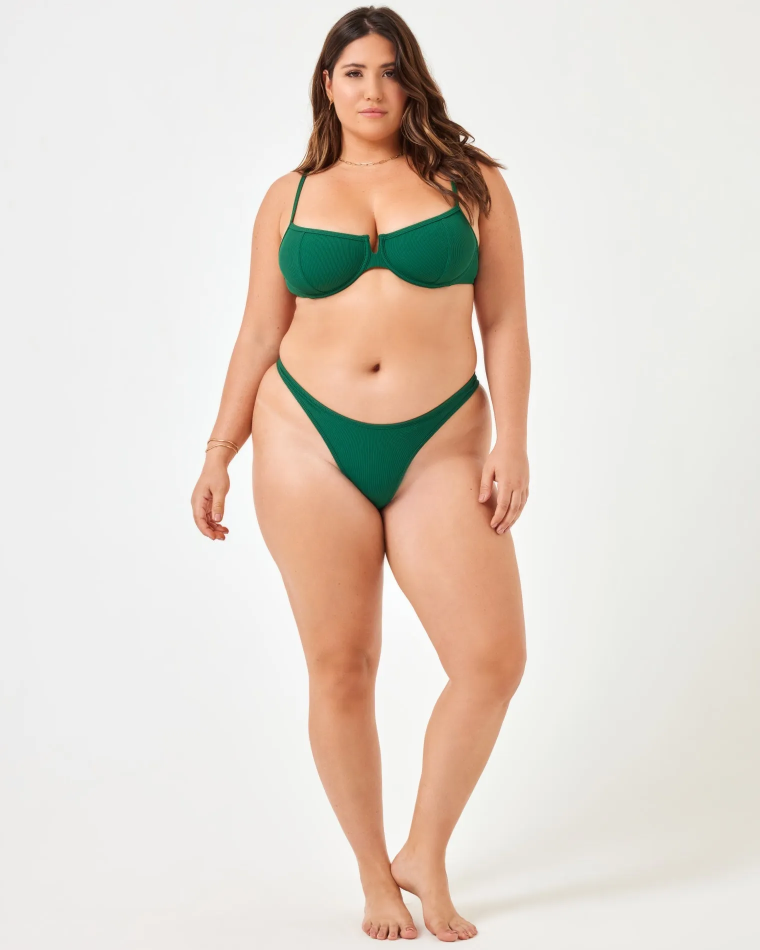 Ribbed Hunter Bikini Top - Emerald