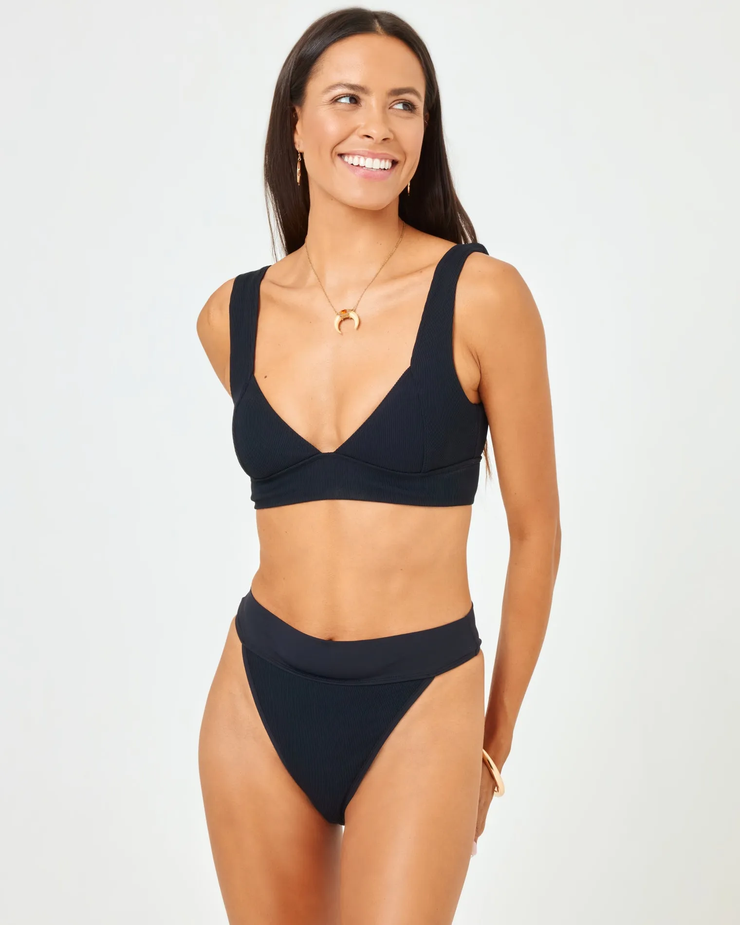 Ribbed Lola Bikini Bottom - Black