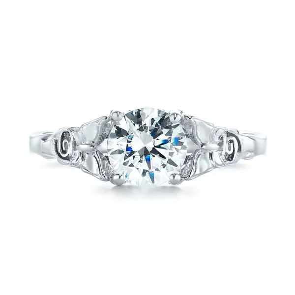 Rose Floral Butterfly Solitaire Diamond Engagement Ring [Setting Only] - EC040