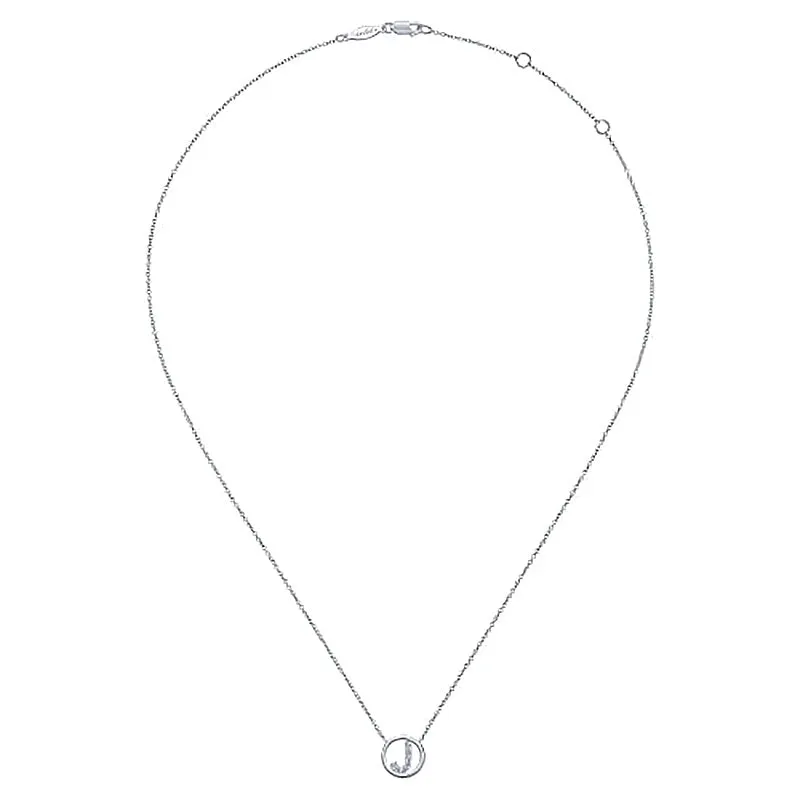 Round Pavé Initial J Pendant Necklace