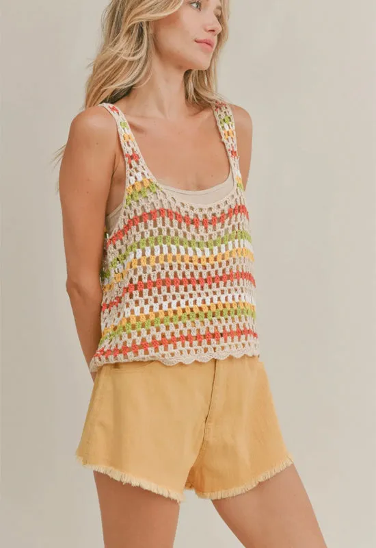 Sadie & Sage - Crochet Aura Tank Top Multi