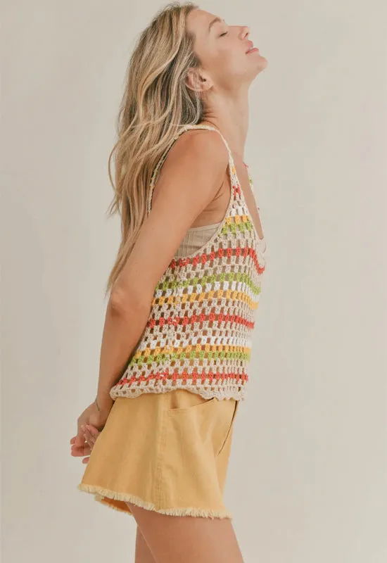 Sadie & Sage - Crochet Aura Tank Top Multi