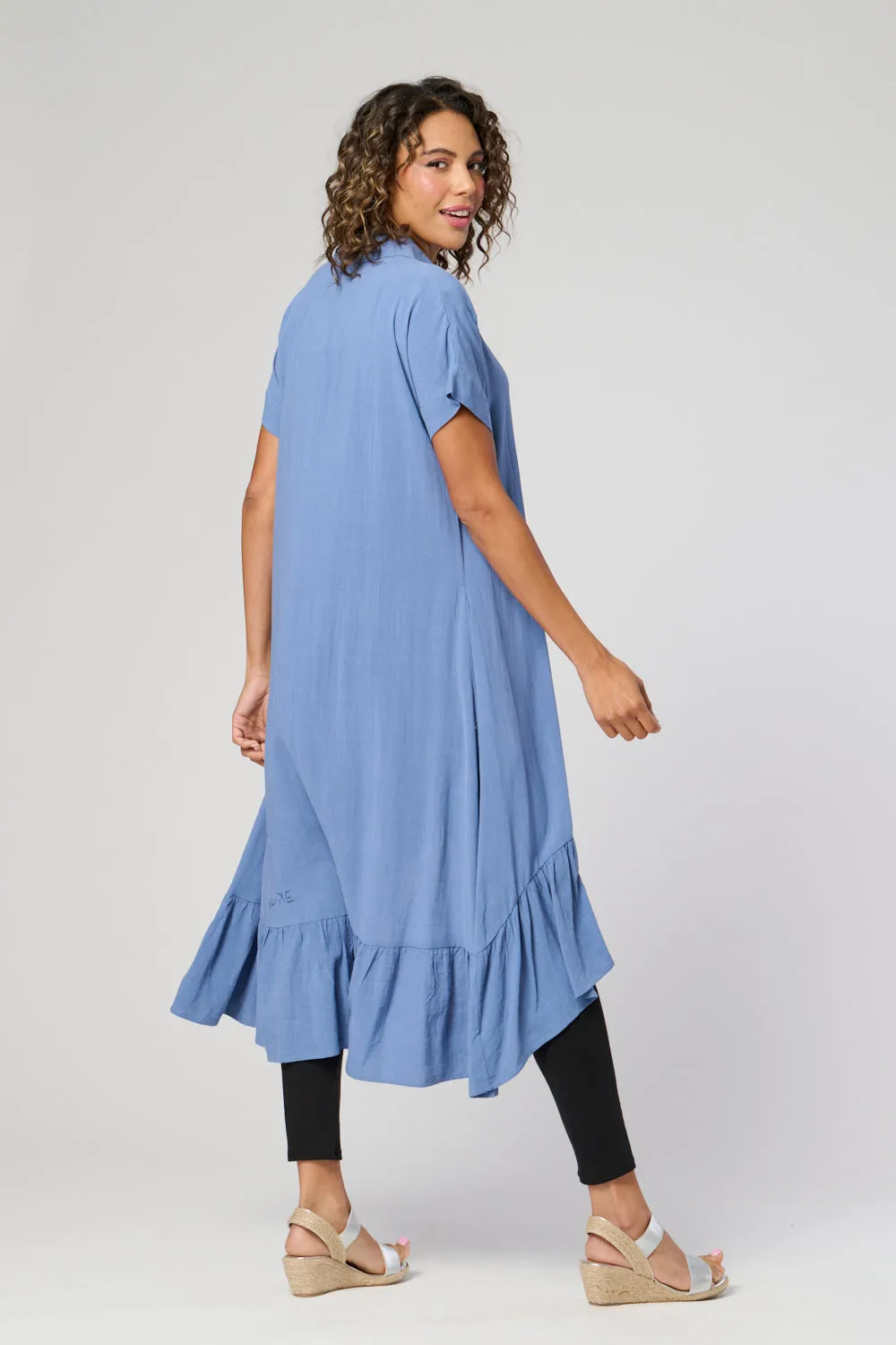 Saloos Deep Frill Hem Dress with Buttons Closure