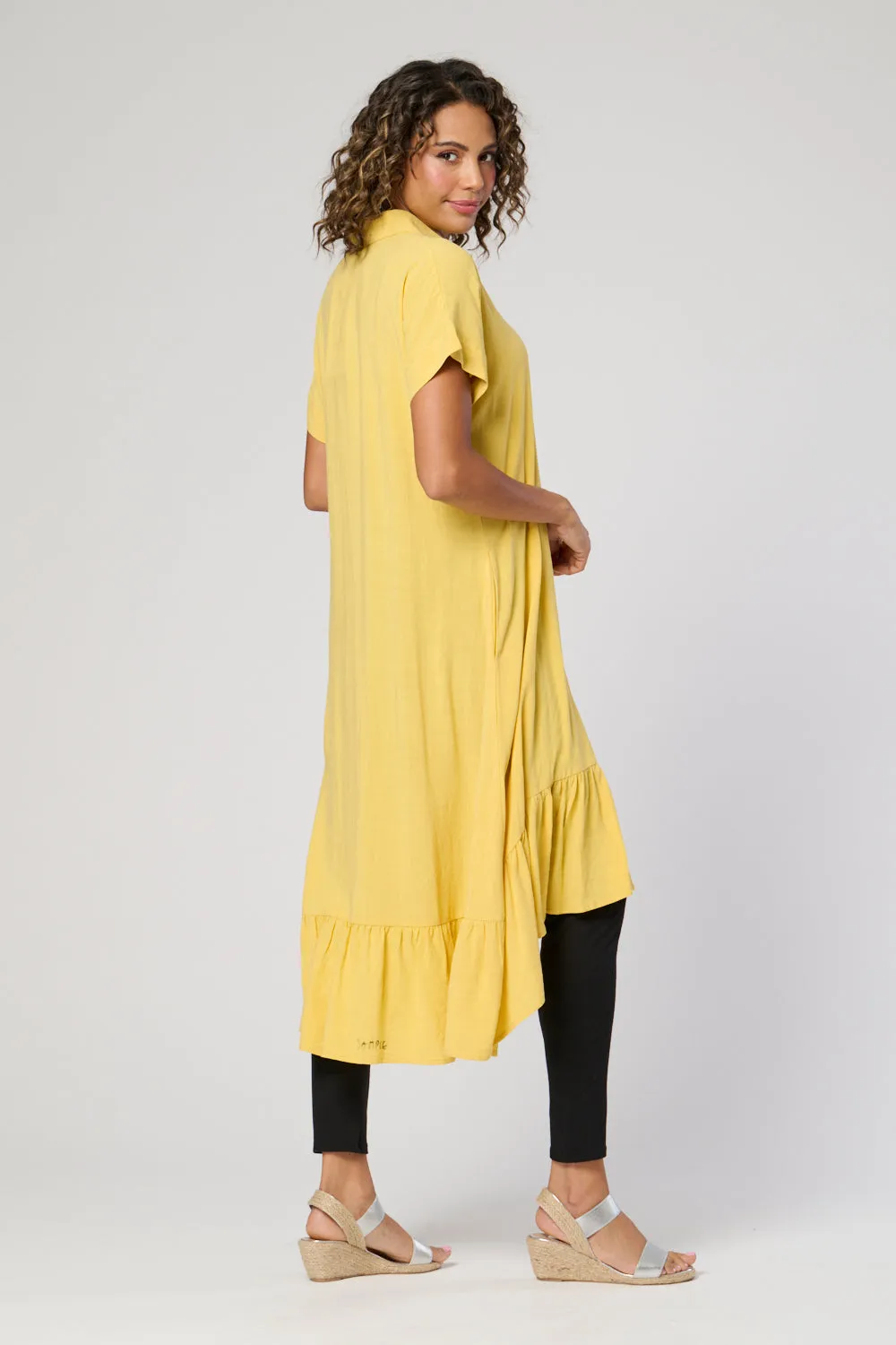 Saloos Deep Frill Hem Dress with Buttons Closure