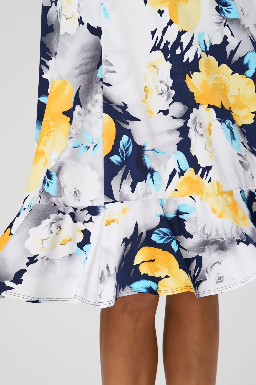 Saloos Flower Print Dress with Frilled Hem