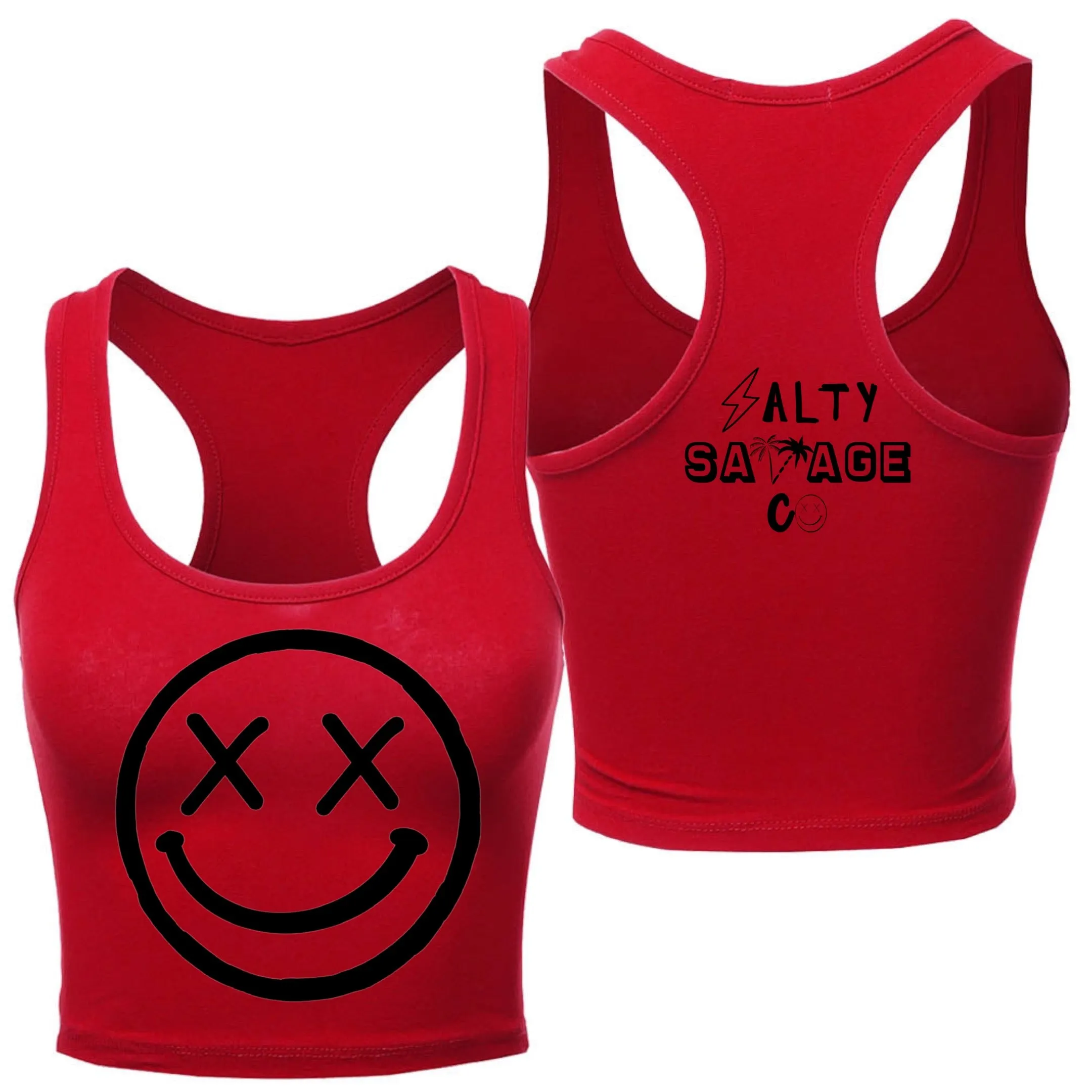 Salty Savage Ladies "OG Smile" Racerback Crop Tank