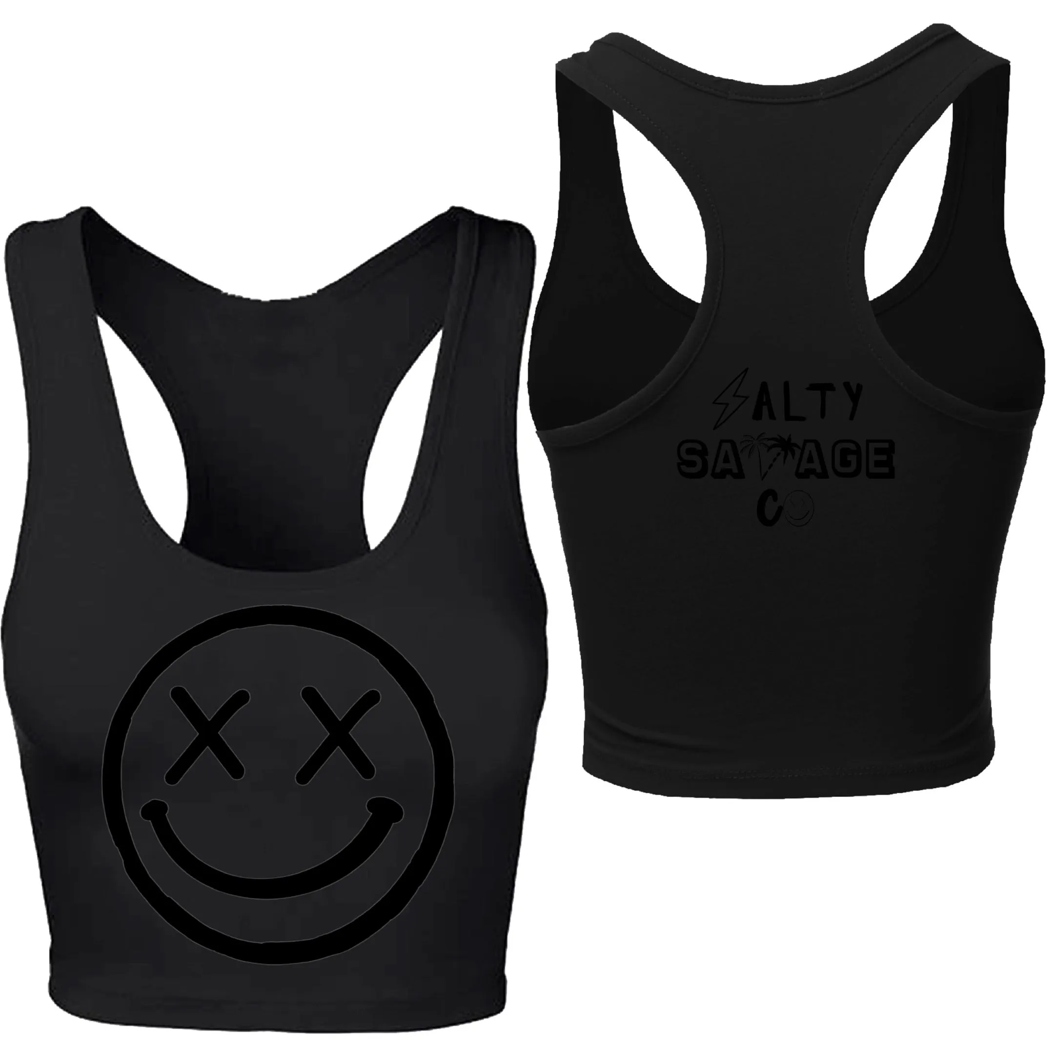 Salty Savage Ladies "OG Smile" Racerback Crop Tank