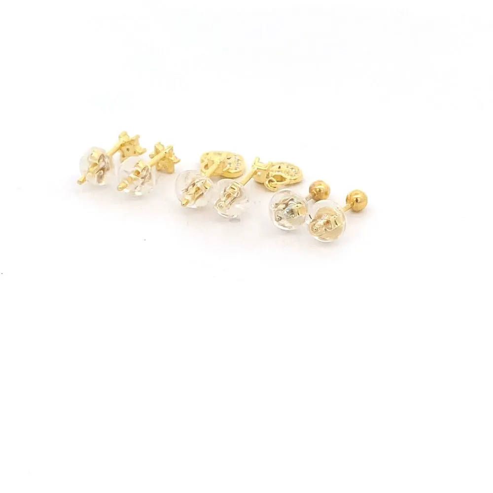 SET GLD BALL,CZ STAR,DRP HRTLCK MCR STUD - MicroStud Collection S731