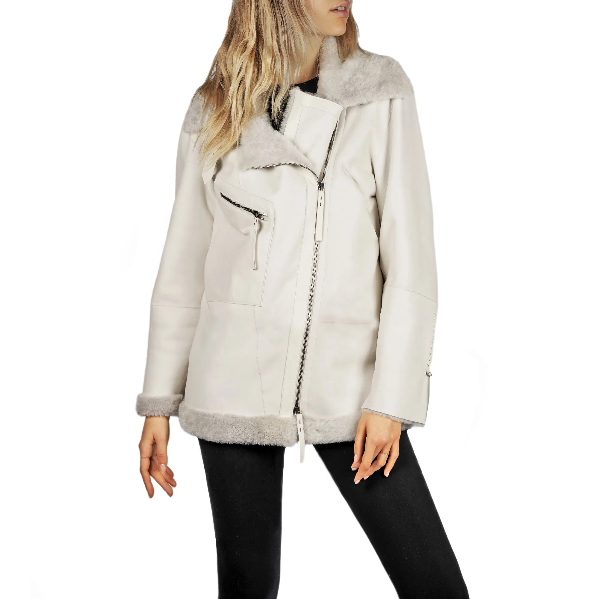 Shearling Jacket Pacaja Chalk White