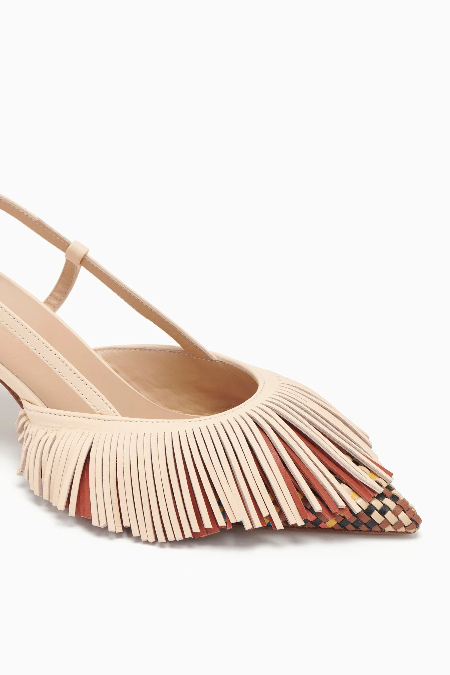 Shira Woven Fringe Slingback - Wheat Woven