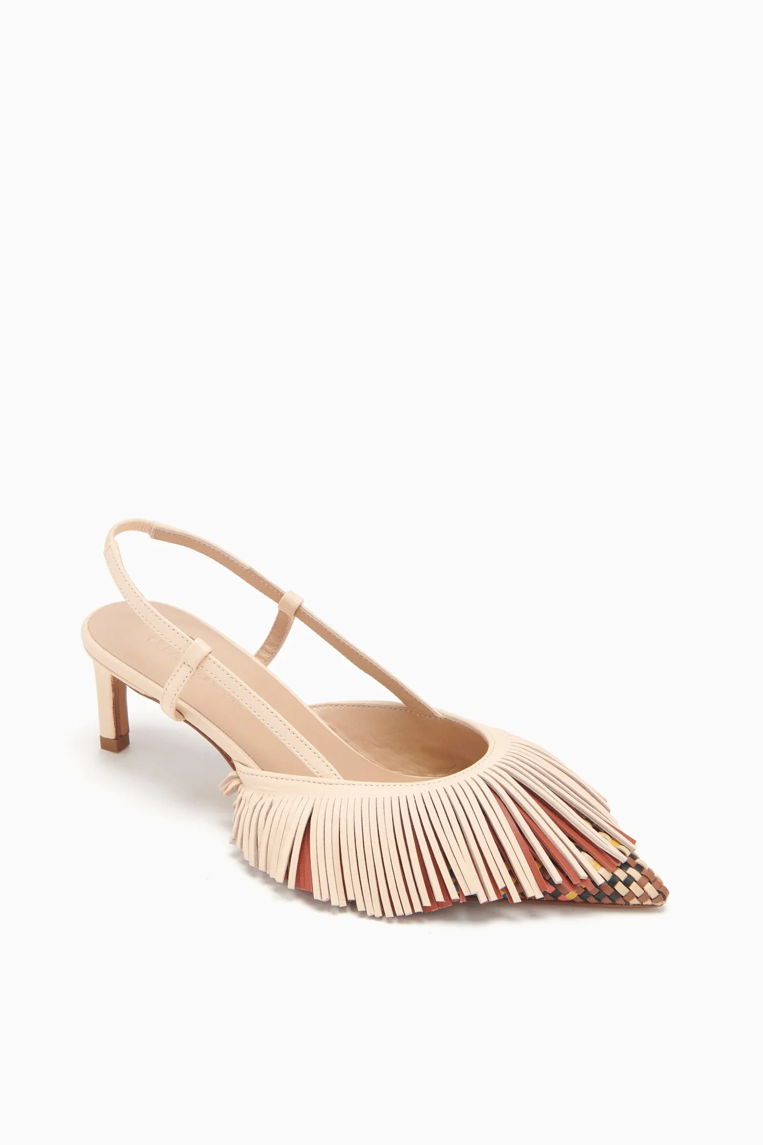 Shira Woven Fringe Slingback - Wheat Woven