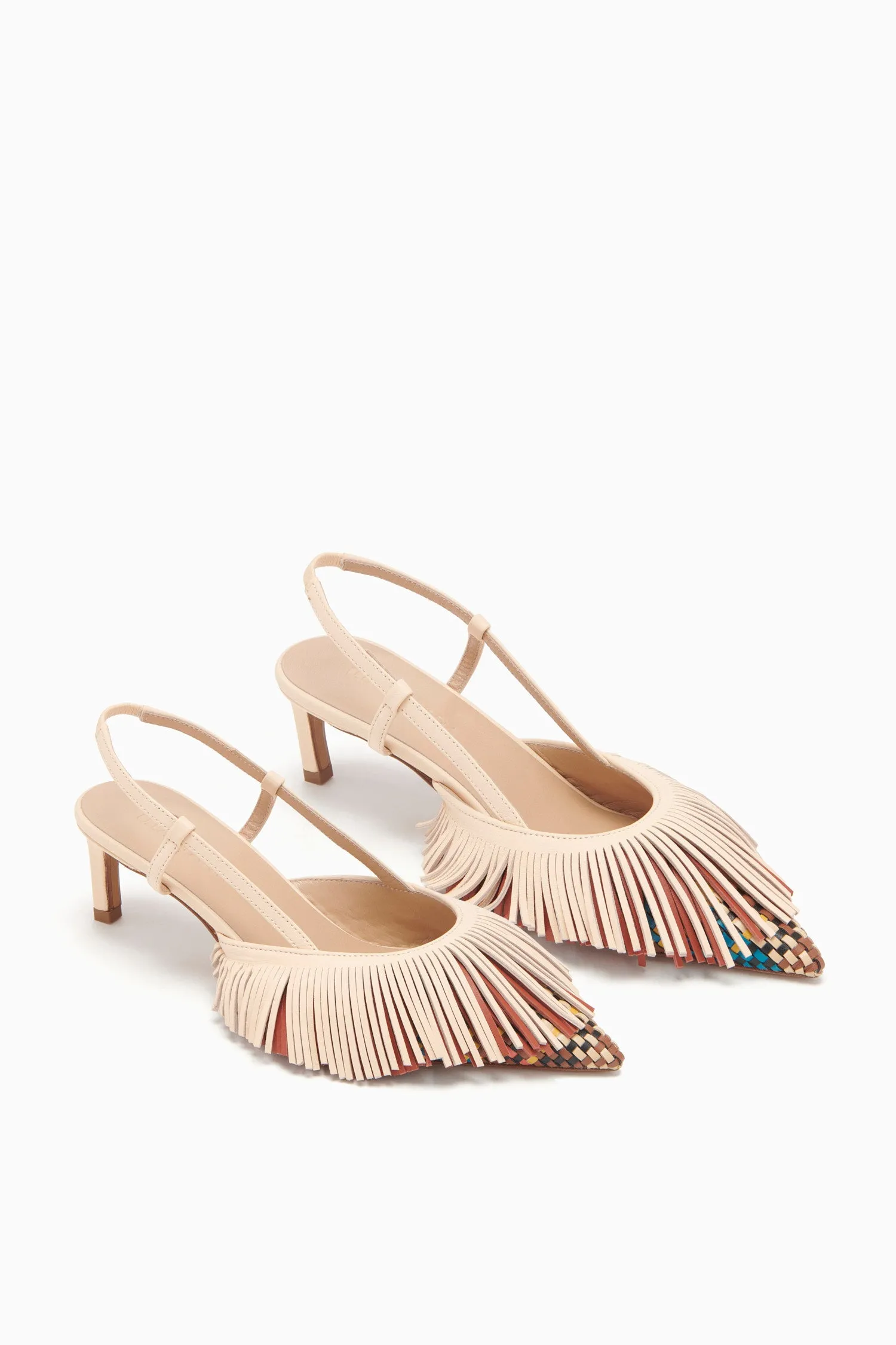 Shira Woven Fringe Slingback - Wheat Woven