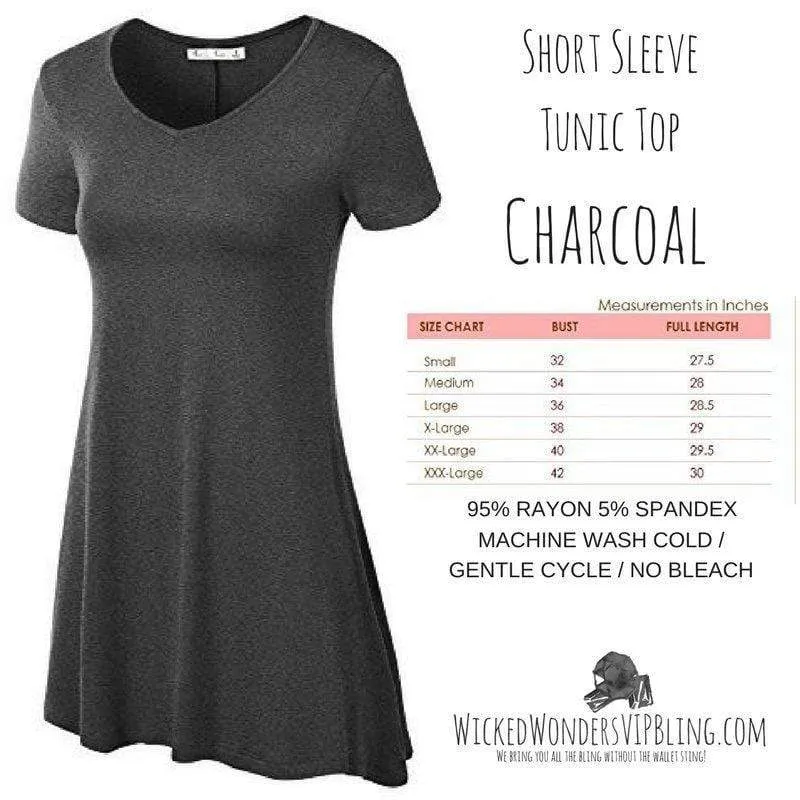 Short Sleeve Tunic Top CHARCOAL