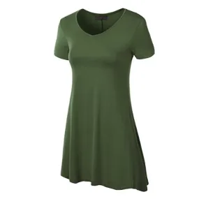 Short Sleeve Tunic Top OLIVE