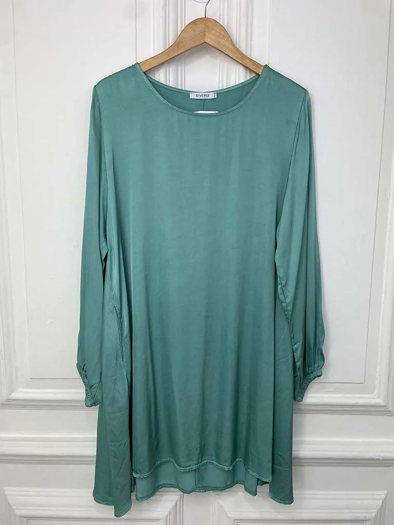 Silk Feel Swing Tunic - Sea Green