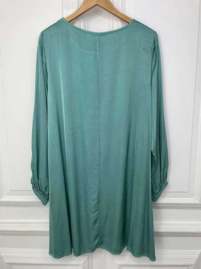 Silk Feel Swing Tunic - Sea Green