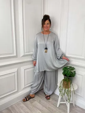 Silk Feel Swing Tunic - Silver