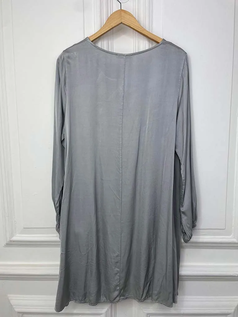 Silk Feel Swing Tunic - Silver