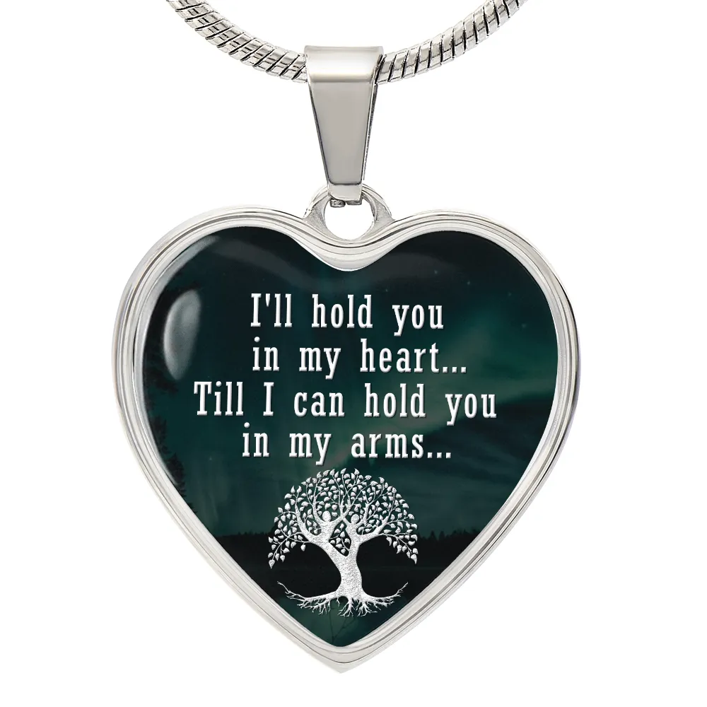 Silver Women Heart Necklace - I'll Hold You Snake Chain