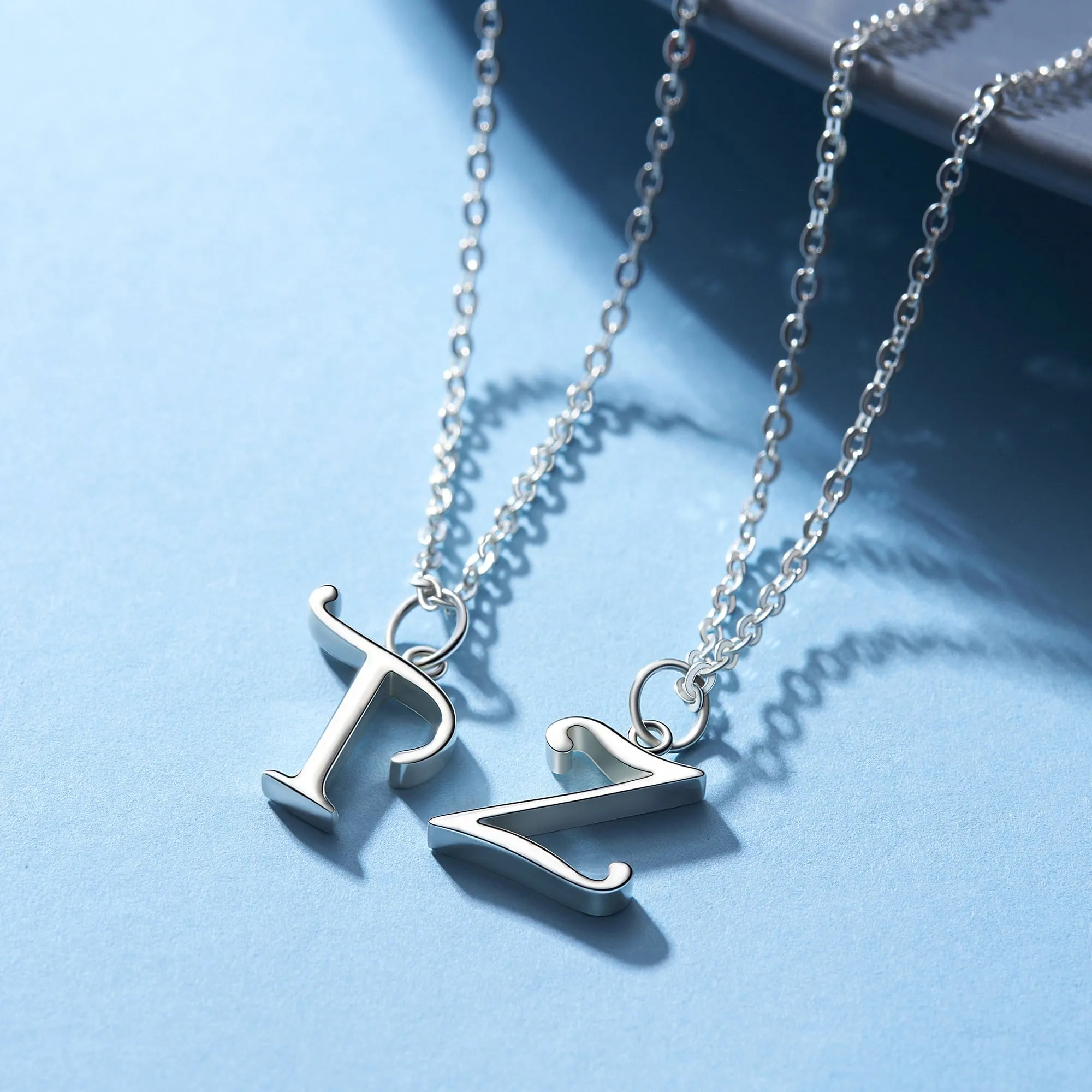 Simple Initial Necklaces Sterling Silver, 18-20