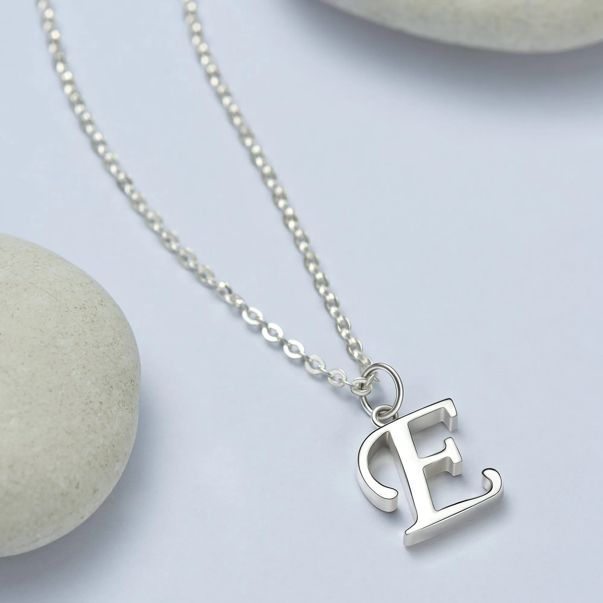 Simple Initial Necklaces Sterling Silver, 18-20