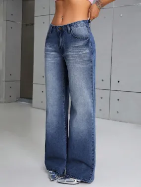 Slant Pocket Wide Leg Jeans