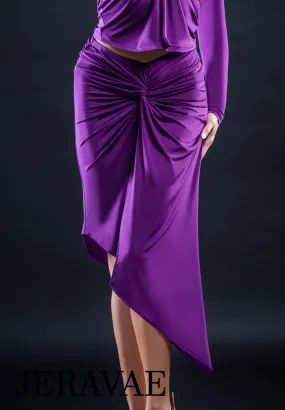 Sleek Latin Practice Skirt with Center Gather and Asymmetrical Hem Available in 4 Colors and Sizes S-3XL PRA 314