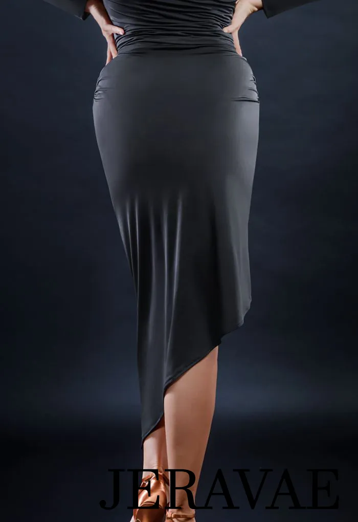 Sleek Latin Practice Skirt with Center Gather and Asymmetrical Hem Available in 4 Colors and Sizes S-3XL PRA 314