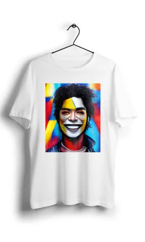 Smiley Michael Jackson in Eduardo Kobra street style -Digital Graphics Basic T-shirt White