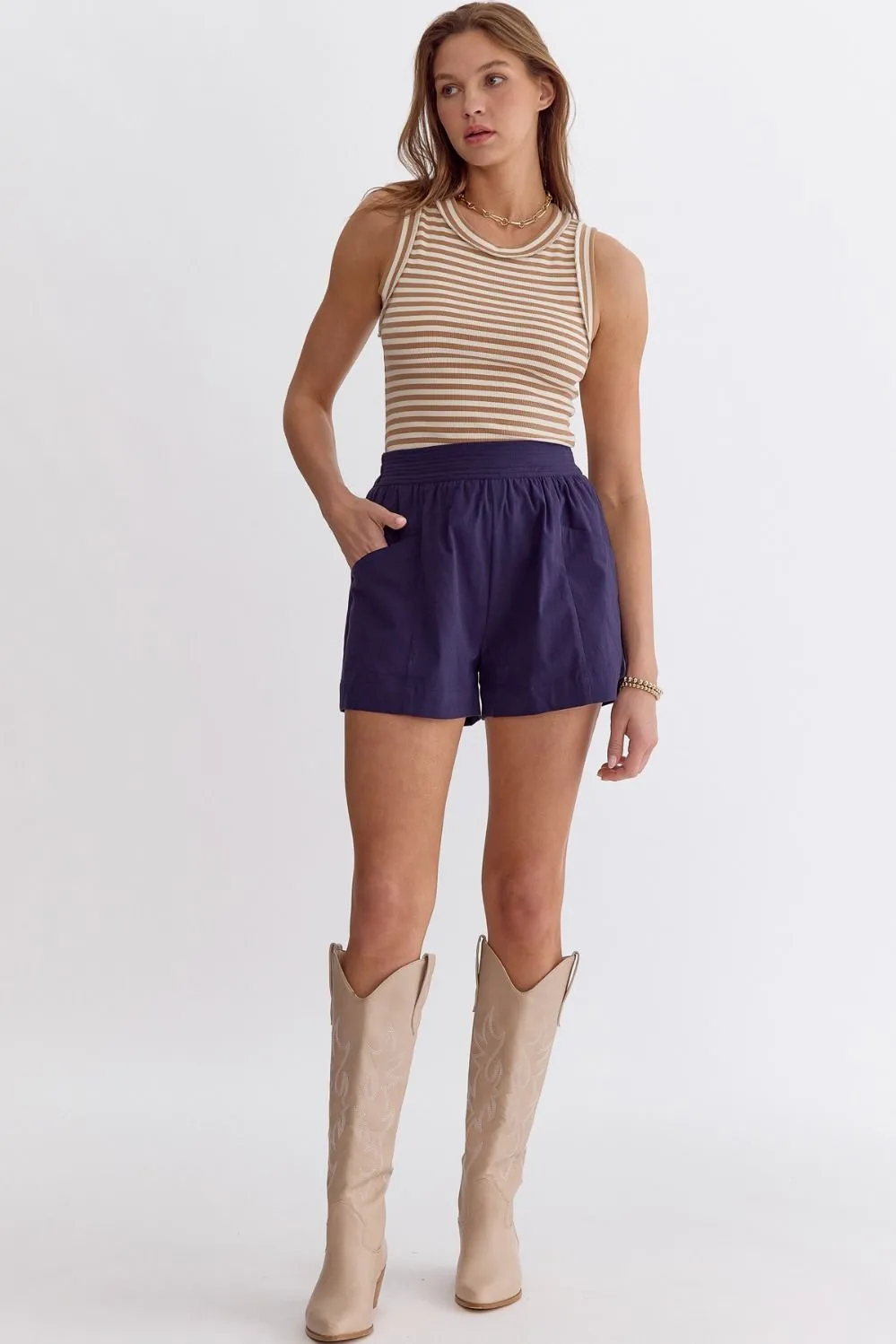 Solid High Waisted Shorts