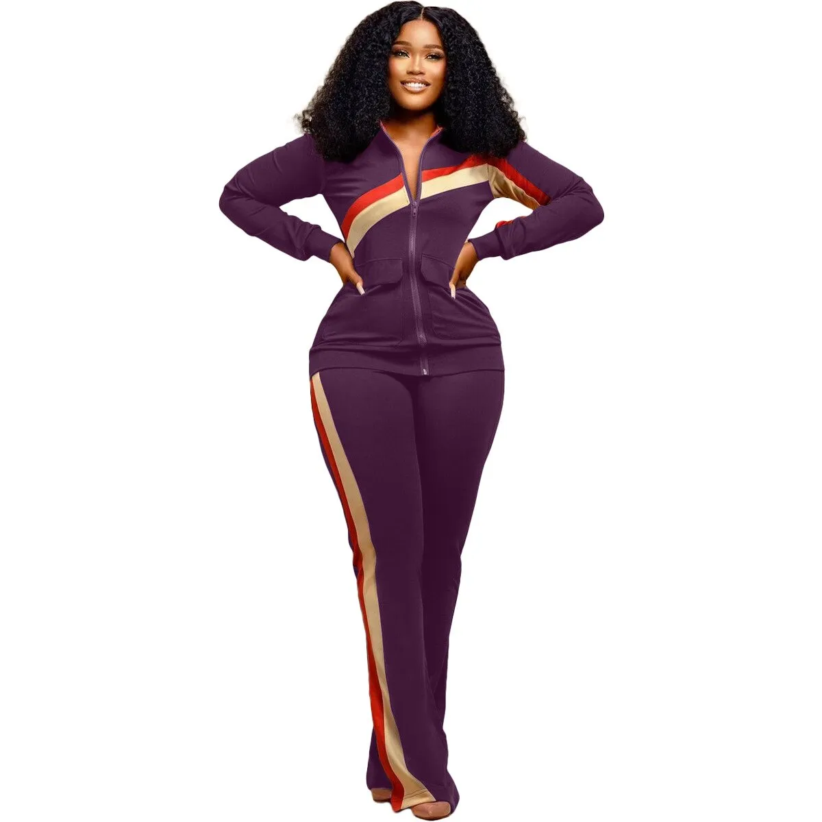 Sports Style Zipper Jumpsuits