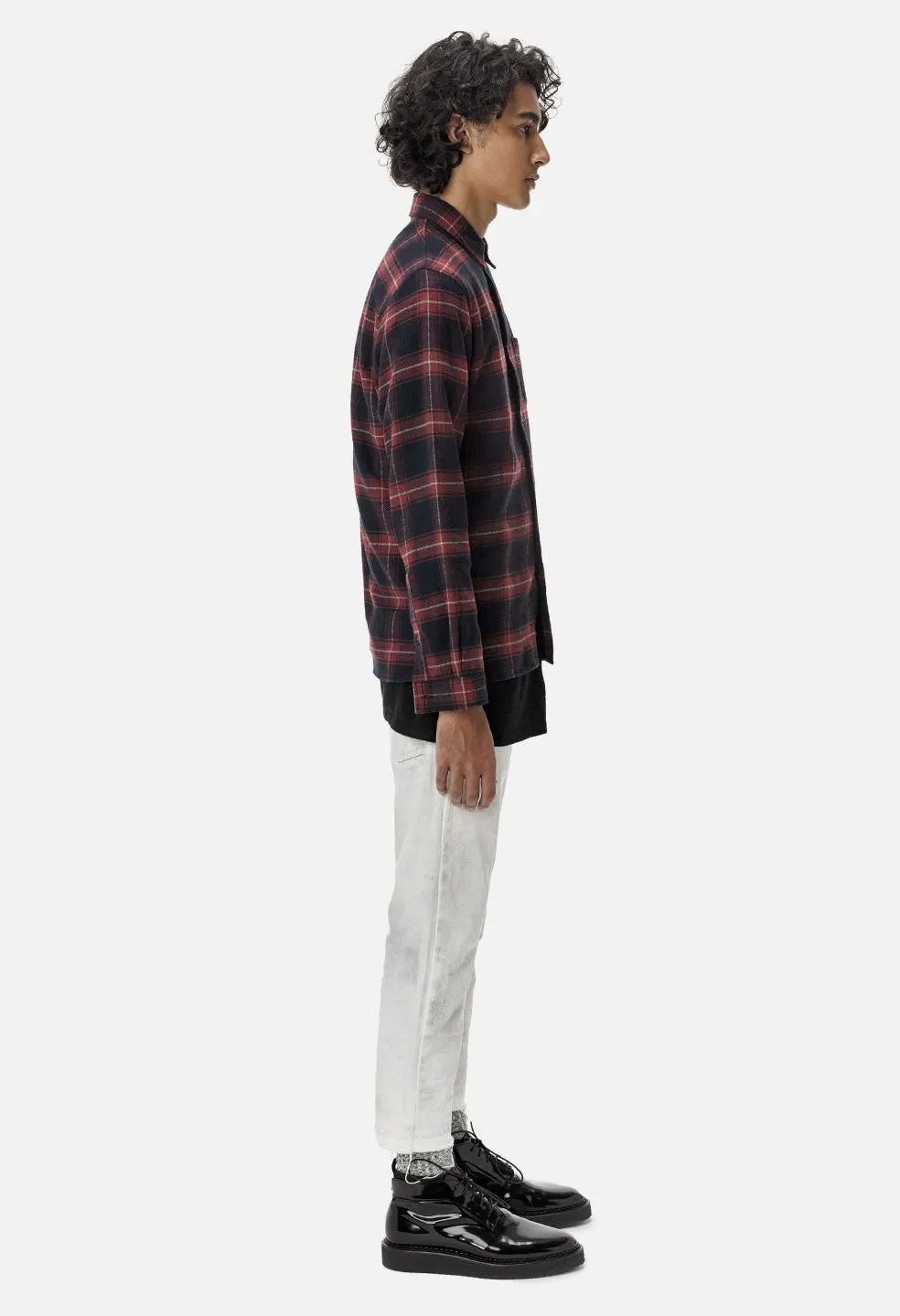 Straight Hem Button Up / Brick X Black