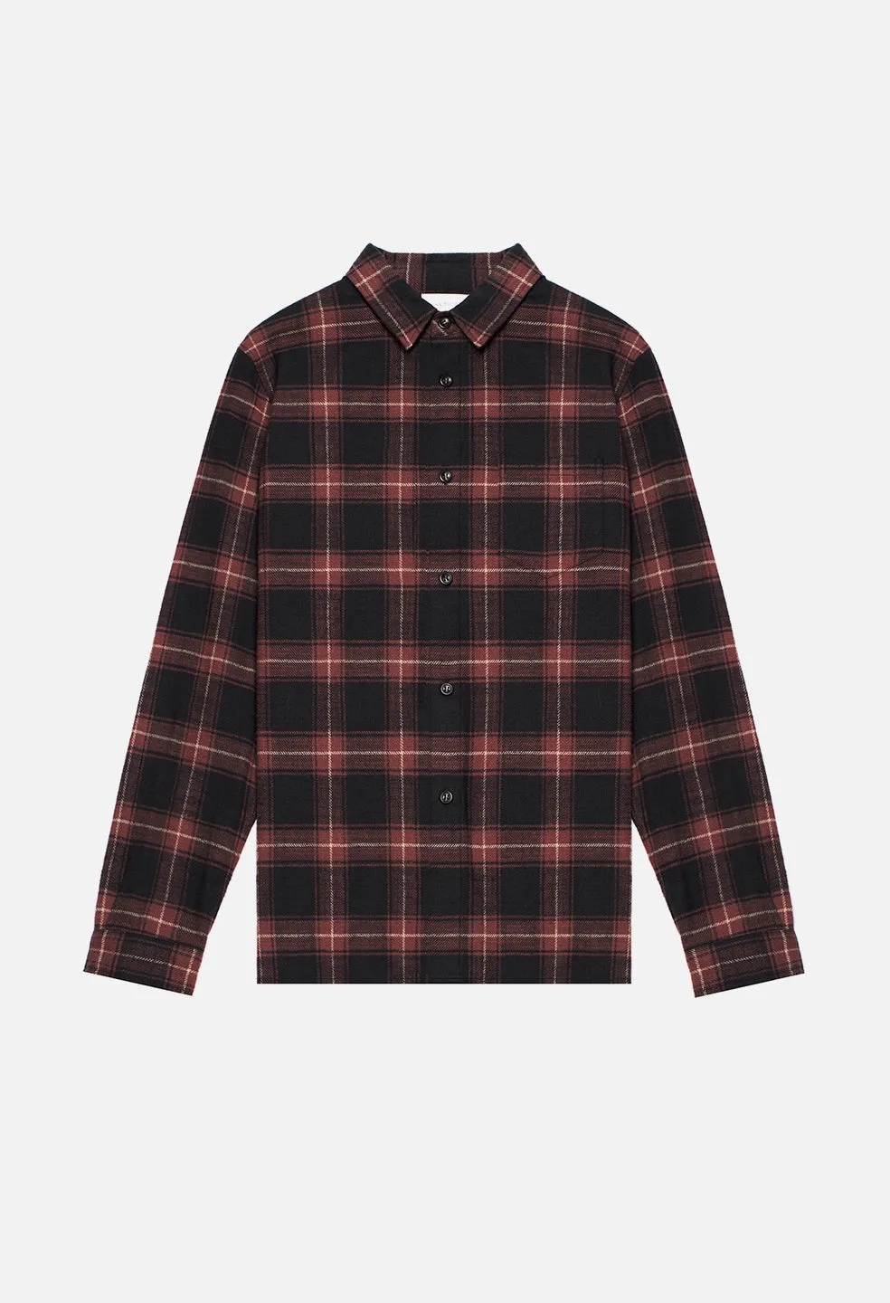 Straight Hem Button Up / Brick X Black