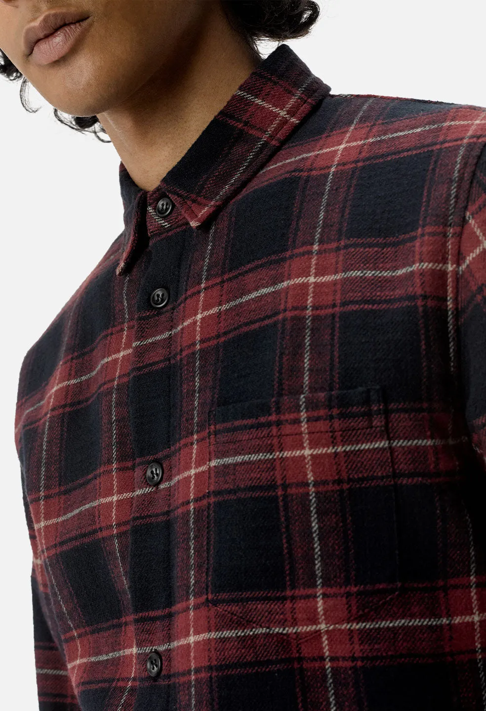 Straight Hem Button Up / Brick X Black