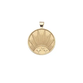 STRONG JW Small Pendant Coin in Solid Gold (Rising Sun)