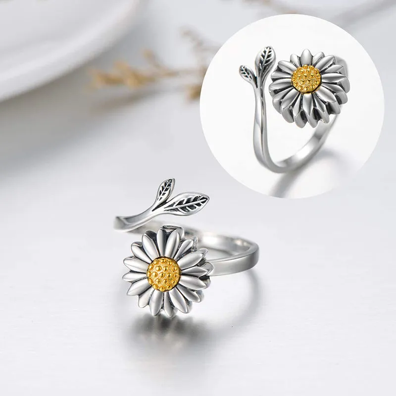 Sunflower Cremation Ring for Ashes 925 Sterling Silver Daisy Urn Ring Jewelry Keepsake Hair Memorial Locket for Women Mom