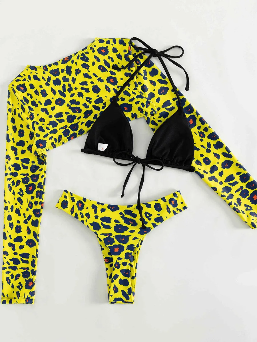 Tanga-Leoparden-Bikini im Dreier-Set