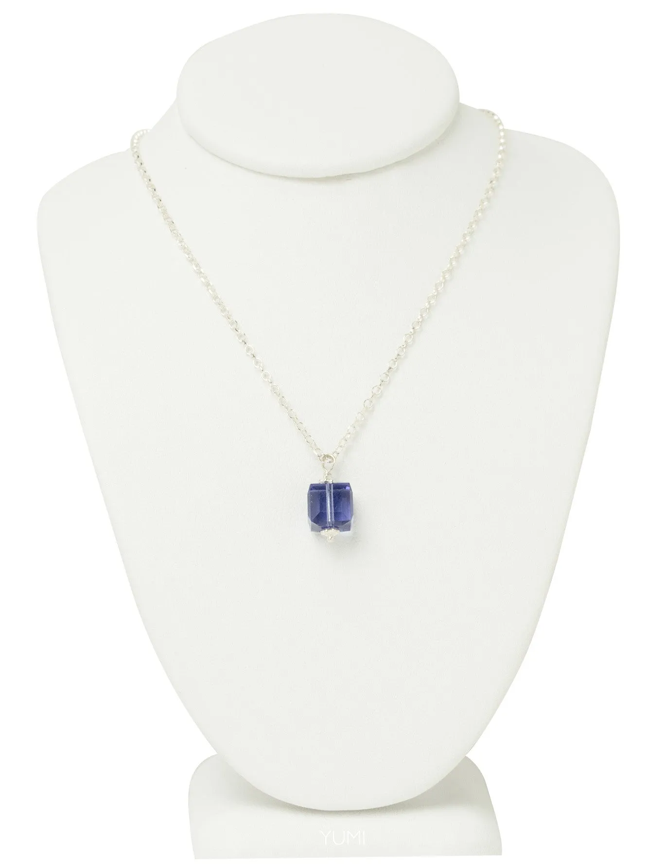 Tanzanite Purple Crystal Cube Necklace